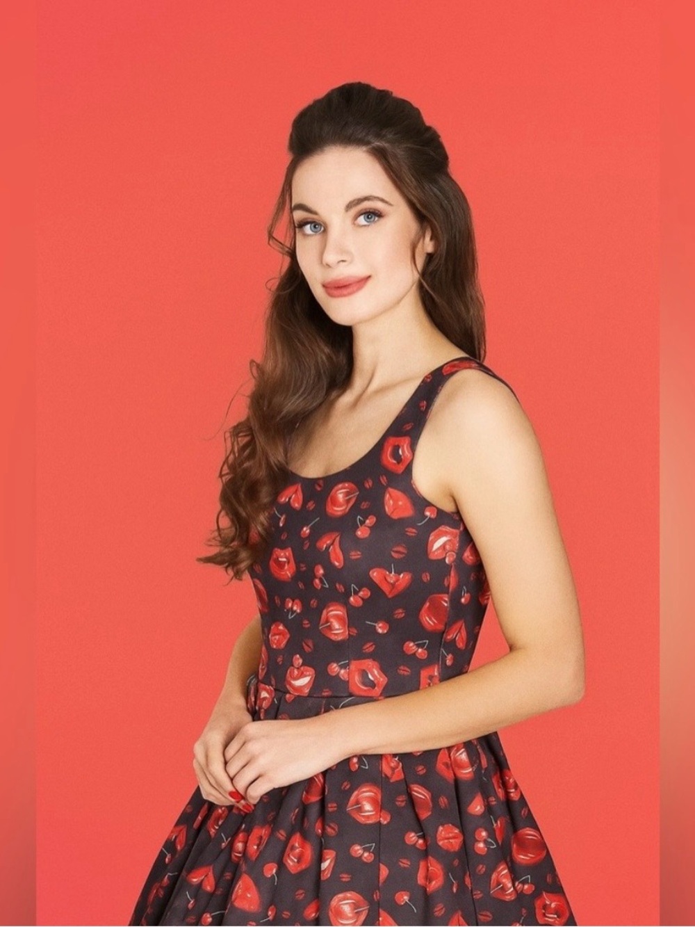 NEW Dolly & Dotty cherry Amanda retro 50’s pinup swing dress A-line rockabilly